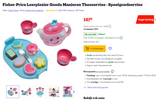 Fisher-Price Leerplezier Goede Manieren Theeservies voor €16,99 bij Bol.com