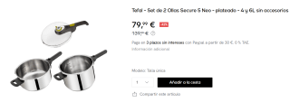 Olla a Presión TEFAL Secure 5 Neo 4 + 6L por 79.99€