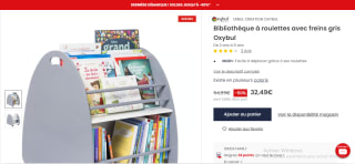 Bibliothèque à roulettes avec freins gris Oxybul idkids à 32,49€