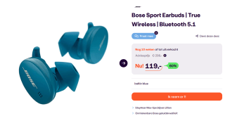 Bose Sport Earbuds Headset In-ear Bluetooth Blauw voor €119 bij Ibood