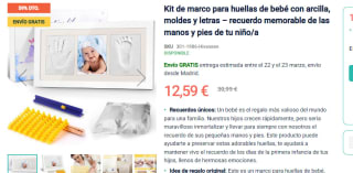 Kit de marco para huellas de bebé por 12.59€