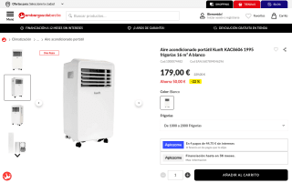 Kunft Kac8606 aire acondicionado portátil por 179€
