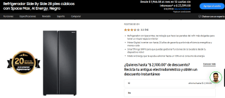 Refrigerador Side By Side 28 Pies por $23,599 en Samsung Store
