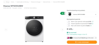 Hisense Wasmachine WF5S1043BW - 10.5kg voor €433 bij Art & Craft