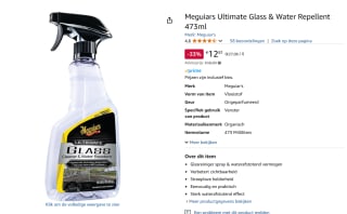 Meguiar's Ultimate Glass Cleaner & Water Repellent Autoruitenreiniger voor €12,81 bij Amazon