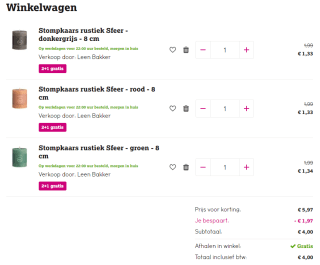 2+1 gratis op alle kaarsen bij Leen Bakker