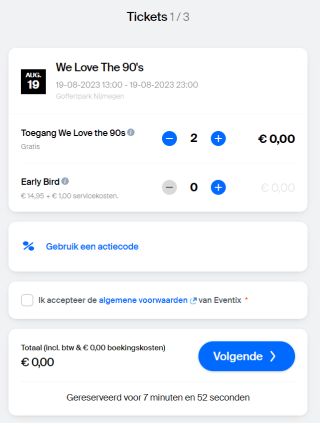 Gratis 2 tickets We Love the 90's via de link