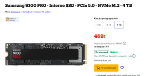 Samsung 9100 Pro, geen heatsink 4TB voor €469 bij Bol