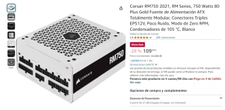 Fuente alimentación Corsair RM750 White 750W 80 Plus Gold por 109,90€