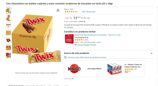 25x50g Twix Chocolatina con Galleta crujiente y suave caramelo por 13,10€