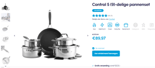 BK Control 5 (9)-delige pannenset voor €89,97 bij BK