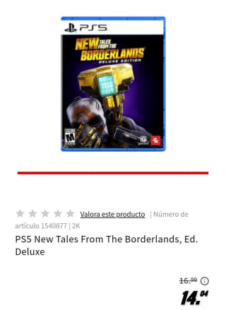 New tales from the Borderlands Deluxe Ed.PS5 por 14,04€.