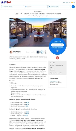 1 semana Gran Canaria Sólo Adultos H 4* + Vuelos desde 411€ por persona.