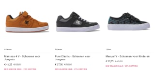 25% korting op geselecteerde items bij DC Shoes
