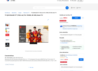 TCL 75QM8B 75C805 TV MiniLED 75" QLED 144Hz por 999€