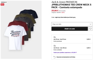 Packs 5 camisetas Jack&Jones por solo 20,99€