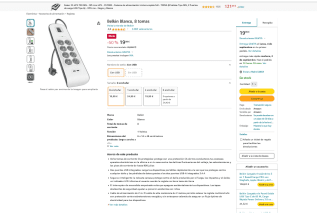 Regleta Belkin Protección Sobretensiones 8 enchufes + 2 USB, 2 metros por 19,99€