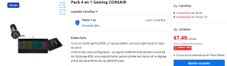 Pack 4 en 1 Corsair de clavier + casque STEREO + souris HARPOON RGB PRO + Tapis de souris à 67,49€