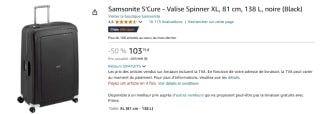 Valise Samsonite S'Cure Spinner XL - 138L à 103,75€