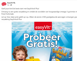 Gratis EasyFishoil Plus omeaga-3 gummies met frisse fruitsmaak