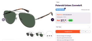 Polaroid unisex zonnebril gepolariseerd voor €27,95 bij iBood