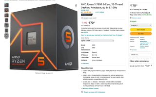 AMD Ryzen 5 7600 6-Core 12-Thread Desktop Processor up to 5.1GHz por solo 170,53€€