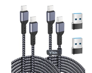 2 Cables USB C a USB C de 65W de 2 metros + 2 Adaptadores Convertidores USB-A a USB-C por 5,94€
