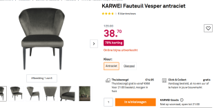 Fauteuil Vesper antraciet voor €38,70 bij Karwei