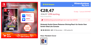 Pokemon Shining pearl voor €28,47 bij Aliexpress