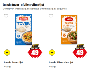 Lassie tover- of zilvervlies rijst voor €0.49 bij Dirk