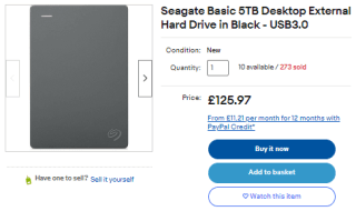 Get eBay's Seagate Basic 5TB desktop external hard drive for £95.98