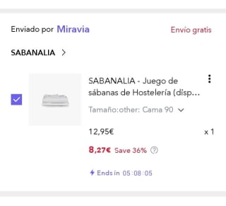 SABANALIA Juego de sábanas de Hostelería 90cm por 8,27€.
