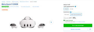 Meta Quest 3 128 GB - VR Brill voor €474 bij Coolblue