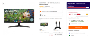 Monitor LG 29WP60G-B 29" LED IPS UltraWide FullHD FreeSync por 169,99€