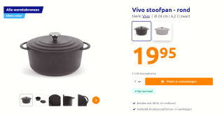 Vivo stoofpan Ø 24 cm voor €19,95 bij de Action