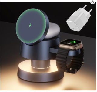 Cube de Chargeur Induction 4 en 1 avec Lampe de Nuit, Chargeur 30W, pour MagSafe Charger sans Fil, 3 en 1 à 83,32€