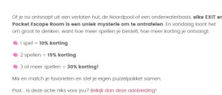 Tot 30% stapelkorting op alles van EXIT en Pocket Escape Room bij 999Games