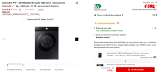 Samsung WW11DB7B34GBU3 Bespoke Super Speed voor €599 na cashback bij de Mediamarkt