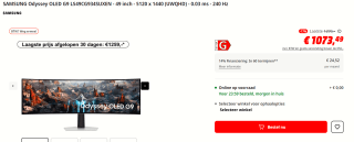SAMSUNG Odyssey OLED G93SC 49" Curved UltraWide gaming monitor voor €1.073,49 bij de Mediamarkt