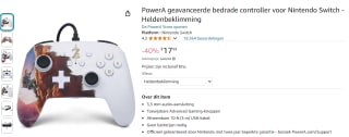 PowerA Nintendo Switch controller Heldenbeklimming voor €17,99 bij Amazon NL