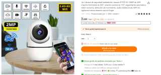 Cámara de seguridad inalámbrica, cámara IP PTZ HD 1080P de 2MP por 3,89€