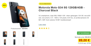 Motorola Moto G34 5G 128GB Zwart voor €89 bij Proshop