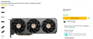 Carte graphique NVidia Zotac GeForce RTX 5070 Solid de 12Go à 557,43€