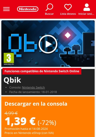 Qbik Nintendo Switch 1,39€.
