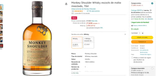 Monkey Shoulder Whisky escocés de malta mezclado 70cl por 21.60€