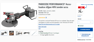 PARKSIDE PERFORMANCE Accu-haakse slijper 40V zonder accu voor €75 bij Lidl