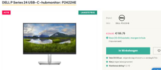 Dell P2422HE monitor (met standaard) voor €155,75 bij Update