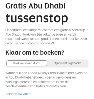 Gratis tussenstop in Abu Dhabi met Etihad Airways