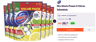 30x Glorix Power 5 Citrus toiletblokken voor €29,95 bij ibood