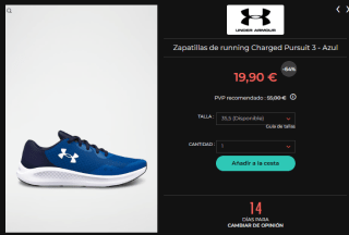 Rebajas hasta 75% + 10€ EXTRA Under Armour ropa y calzado desde solo 9,90€